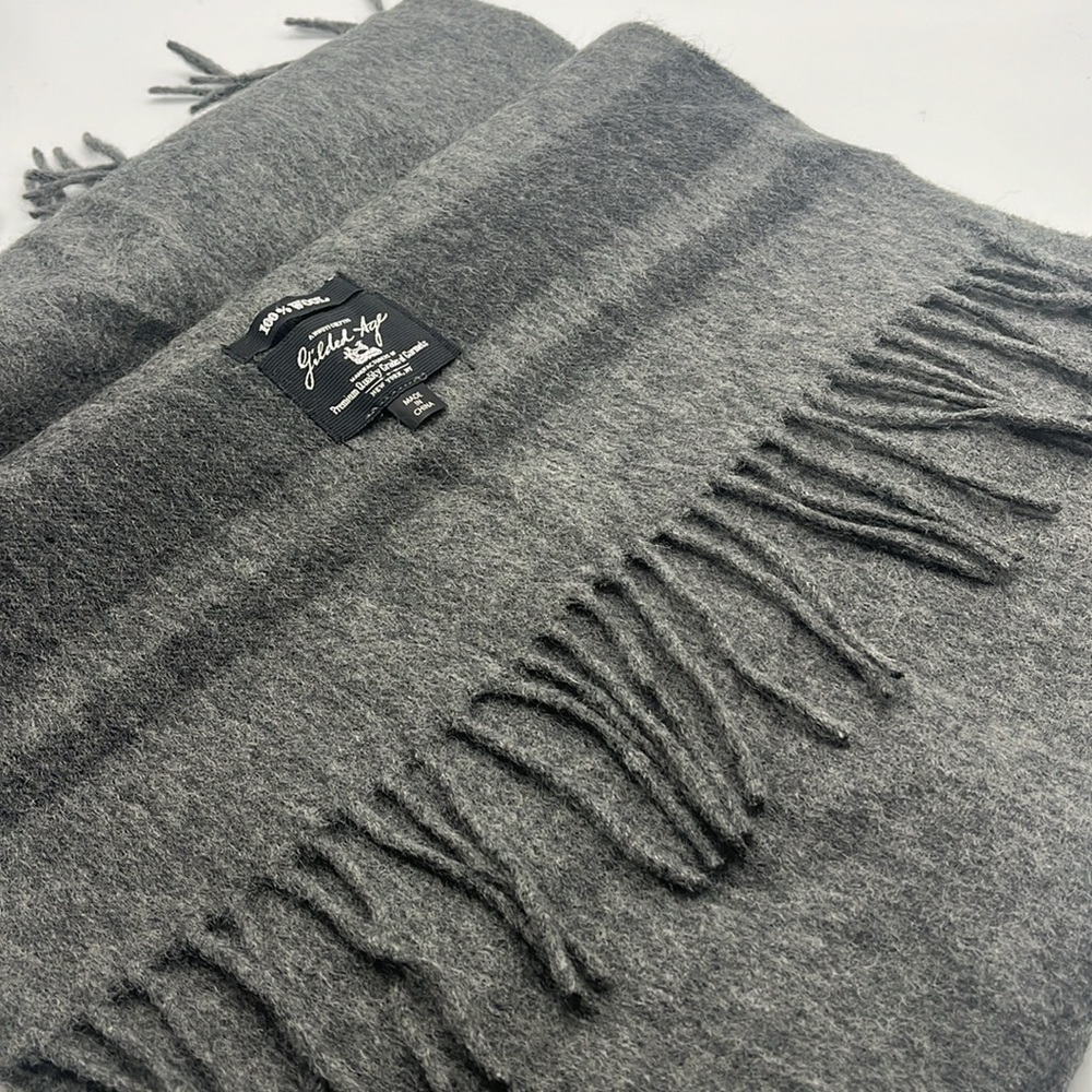 Gray Wool Men's Scarf - Picture 2 of 6